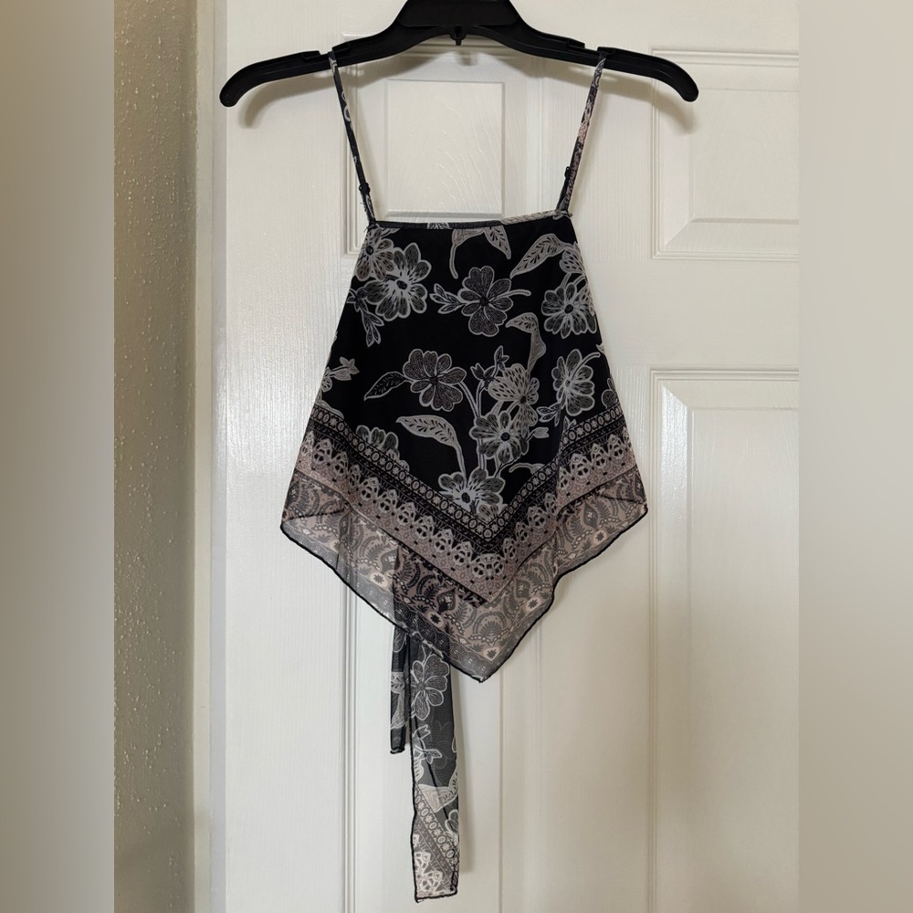 Floral Lace Scarf Top / Back Tie Halter